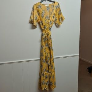 Yellow wrap dress